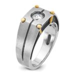 10k Two-tone IBGoodman Men's Polished and Satin Diamond Complete Ring - Image 8