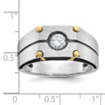 10k Two-tone IBGoodman Men's Polished and Satin Diamond Complete Ring - Image 3