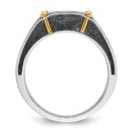 IBGoodman 14k Two-tone with Black Rhodium 1/2 carat Lab Grown Diamond VS/SI+ G+ Complete Polished and Satin Men's Ring - Image 2
