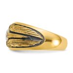 IBGoodman 14k with Black Rhodium Men's Polished and Textured Solitaire 1/2 Carat AA Quality Diamond Ring - Image 3