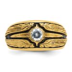 IBGoodman 14k with Black Rhodium Men's Polished and Textured Solitaire 1/2 Carat AA Quality Diamond Ring - Image 4