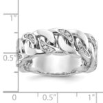10k White Gold IBGoodman Men's Cuban Link Design Diamond Complete Ring - Image 3