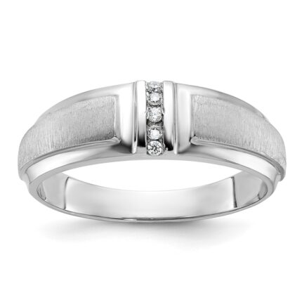 IBGoodman 10k White Gold Men's Polished and Satin 3-Stone Ring Mounting