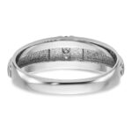 IBGoodman 14k White Gold Men's Polished and Satin 3-Stone 1/20 Carat AA Quality Diamond Ring - Image 7