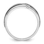 IBGoodman 14k White Gold with Black Rhodium 1/15 carat Lab Grown Diamond VS/SI+ G+ Complete Polished and Satin Men's Ring - Image 2