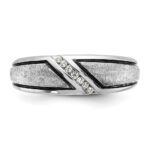 IBGoodman 14k White Gold with Black Rhodium 1/15 carat Lab Grown Diamond VS/SI+ G+ Complete Polished and Satin Men's Ring - Image 4
