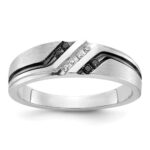 IBGoodman 14k White Gold Polished Satin and Grooved Men's Ring Mounting