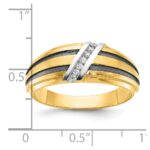 IBGoodman 10k with Black and White Rhodium Men's Polished Satin and Grooved 1/20 Carat A Quality Diamond Ring - Image 3