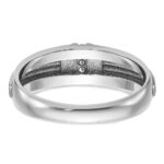 IBGoodman 14k White Gold Polished Satin and Grooved Five Stone Men's Ring Mounting - Image 7