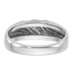 IBGoodman 10k White Gold Men's Polished Satin and Grooved 5-Stone 1/20 Carat A Quality Diamond Ring - Image 7