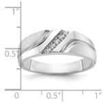 IBGoodman 10k White Gold Men's Polished Satin and Grooved 5-Stone Ring Mounting - Image 3