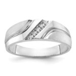 IBGoodman 14k White Gold Men's Polished Satin and Grooved 5-Stone Ring Mounting