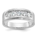 IBGoodman 14k White Gold 1 carat Lab Grown Diamond VS+ F+ Complete Polished and Brushed Five Stone Men's Band