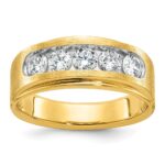 IBGoodman 14k with White Rhodium 1 carat Lab Grown Diamond VS/SI+ G+ Five Stone Complete Polished and Brushed Men's Ring
