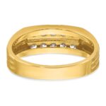 IBGoodman 14k Men's Polished Satin and Grooved 2-Row 5/8 Carat AA Quality Diamond Ring - Image 7