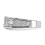 IBGoodman 14k White Gold Men's Polished Brushed and Grooved 9-Stone 1/2 Carat AA Quality Diamond Ring - Image 6