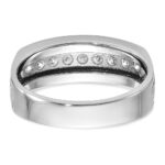 IBGoodman 14k White Gold Men's Polished Brushed and Grooved 9-Stone 1/2 Carat AA Quality Diamond Ring - Image 7