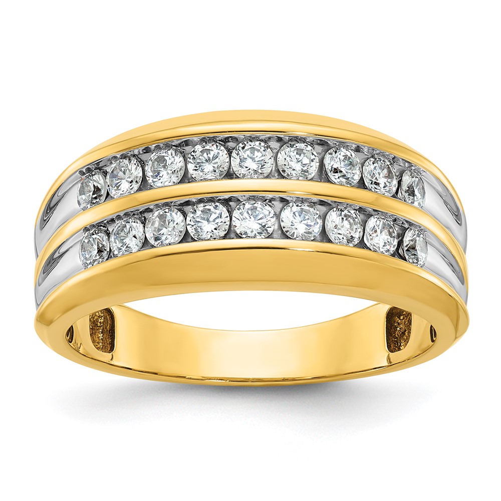 B64212-4YAA.jpg IBGoodman 14k with White Rhodium Men's Polished Two-Row 3/4 Carat AA Quality Diamond Ring - Image 1