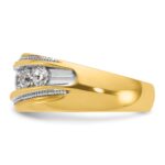 IBGoodman 14k with White Rhodium Men's Polished and Milgrain 1 Carat AA Quality Diamond Ring - Image 5
