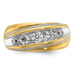 IBGoodman 14k with White Rhodium Men's Polished and Milgrain 1 Carat AA Quality Diamond Ring - Image 6