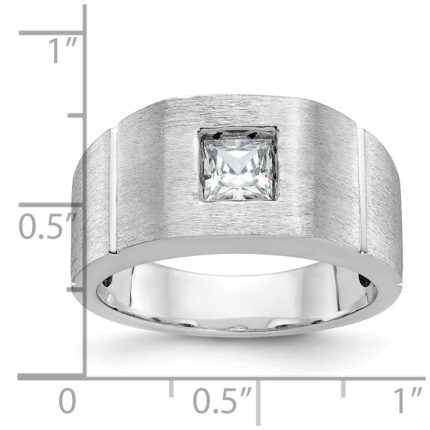 14k White Gold IBGoodman Men's Polished & Satin Solitaire Ring Mounting