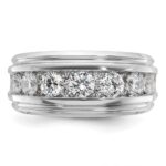 IBGoodman 14k White Gold Men's Polished and Grooved 1 3/4 Carat AA Quality Diamond Ring - Image 6
