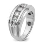 14k White Gold IBGoodman Men's Polished and Grooved Ring Mounting - Image 8