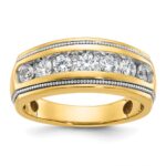 IBGoodman 14k with White Rhodium 1 1/5 carat Lab Grown Diamond VS/SI+ G+ Complete Polished and Milgrain Men's Ring