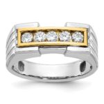 IBGoodman 14k Two-tone Men's Polished and Grooved 5-Stone Ring Mounting