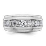 IBGoodman 10k White Gold Men's Polished and Grooved 2 Carat A Quality Diamond Ring - Image 6
