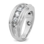 IBGoodman 10k White Gold Men's Polished and Grooved 2 Carat A Quality Diamond Ring - Image 8
