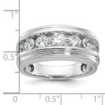 14k White Gold IBGoodman Men's Polished and Grooved Ring Mounting - Image 3