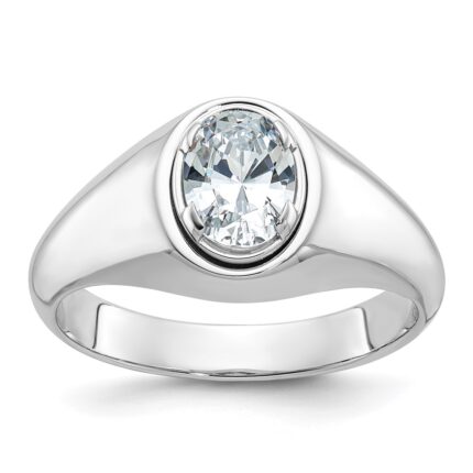 IBGoodman 14k White Gold 1 carat Lab Grown Diamond VS/SI+ G+ Oval Complete Men's Ring