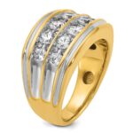 14k IBGoodman Men's Polished and Grooved 2-Row Ring Mounting - Image 7