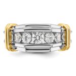 IBGoodman 14k Two-tone Men's Polished and Grooved 5-Stone 1 Carat AA Quality Diamond Ring - Image 6