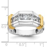 IBGoodman 14k Two-tone Men's Polished and Grooved 5-Stone 1 Carat AA Quality Diamond Ring - Image 4
