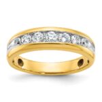IBGoodman 14k with White Rhodium 1 1/2 carat Lab Grown Diamond VS/SI+ G+ Seven Stone Complete Polished Men's Ring