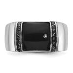 14k White Gold IBGoodman Men's Onyx and 1/4 carat Black Diamond Complete Ring - Image 6