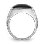 14k White Gold IBGoodman Men's Antiqued Onyx Complete Ring - Image 2