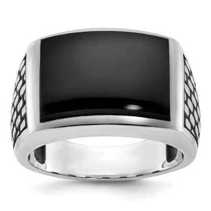 14k White Gold IBGoodman Men's Polished & Textured Ring Mounting