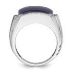 14k White Gold IBGoodman Men's w/Black Rhodium Lapis Diamond Complete Ring - Image 2