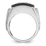 IBGoodman 14k White Gold Men's Polished and Satin Faceted Onyx and 1/10 Carat AA Quality Diamond Ring - Image 2