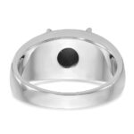 14k White Gold with Black Rhodium IBGoodman Men's Imitation Gray Cat's Eye Complete Ring - Image 7