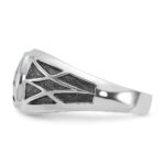 14k White Gold with Black Rhodium IBGoodman Men's Created Sapphire Complete Ring - Image 5