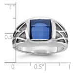 14k White Gold with Black Rhodium IBGoodman Men's Created Sapphire Complete Ring - Image 3