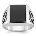 14k White Gold with Black Rhodium IBGoodman Men's Onyx Complete Ring