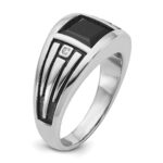 14k White Gold with Black Rhodium IBGoodman Men's Onyx and Diamond Complete Ring - Image 8