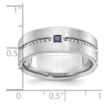 14k White Gold IBGoodman Men's Satin Sapphire/Diamond Ring Mounting - Image 2