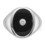 14k White Gold IBGoodman Men's Onyx and 1/10 carat Diamond Complete Ring - Image 4