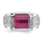 14k White Gold IBGoodman Men's Satin Gemstone and Diamond Ring Mounting - Image 4